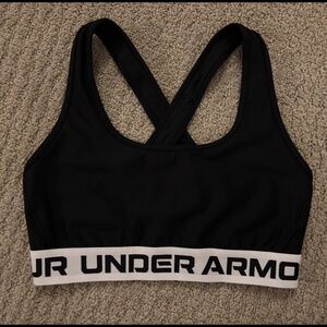 Under Armour Crossback Mid Sports Bra, Black (Size: M)